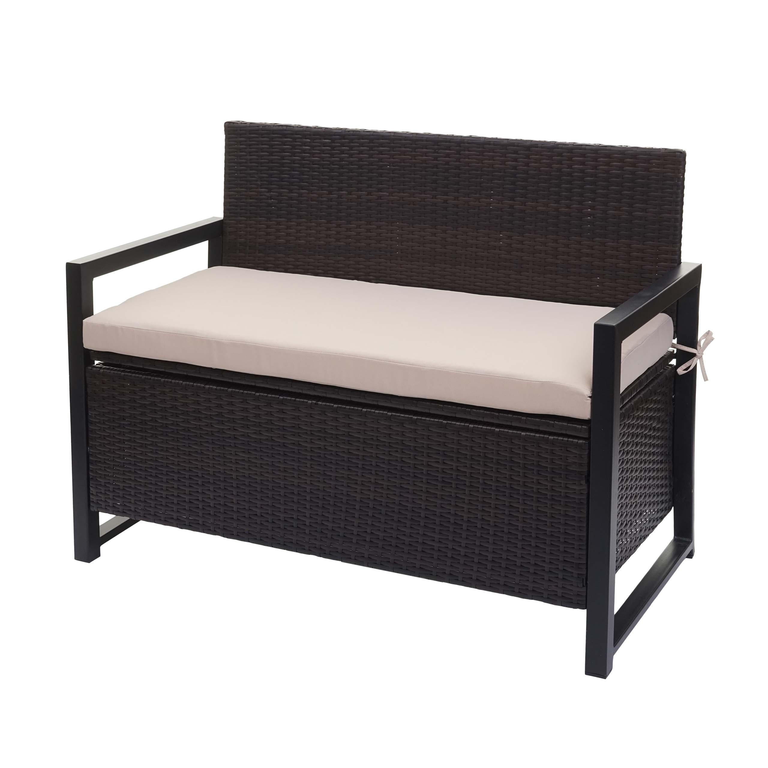 POLY-RATTAN 2ER SITZBANK Braun, Beige - Beige/Braun, Kunststoff (117/87/57cm) - MCW