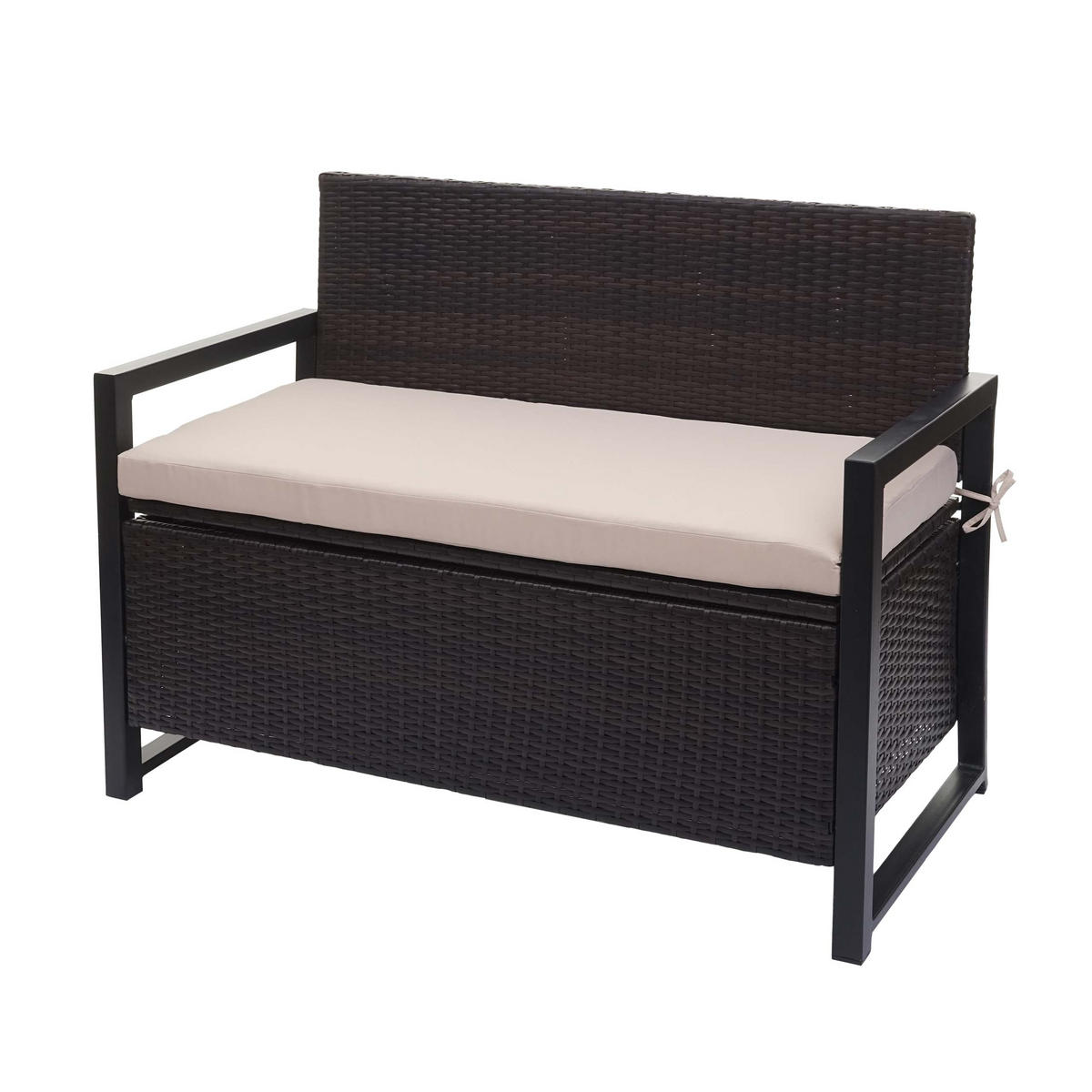 POLY-RATTAN 2ER SITZBANK Braun, Beige - Beige/Braun, Kunststoff (117/87/57cm) - MCW