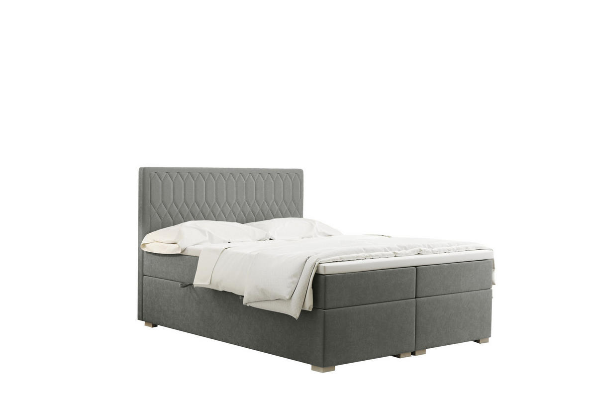 BOXBETT RIMINI Stoff Riviera Grau 120x200 cm H3-Bonell - Grau, Holz/Kunststoff (120/200cm) - Kaiser Möbel