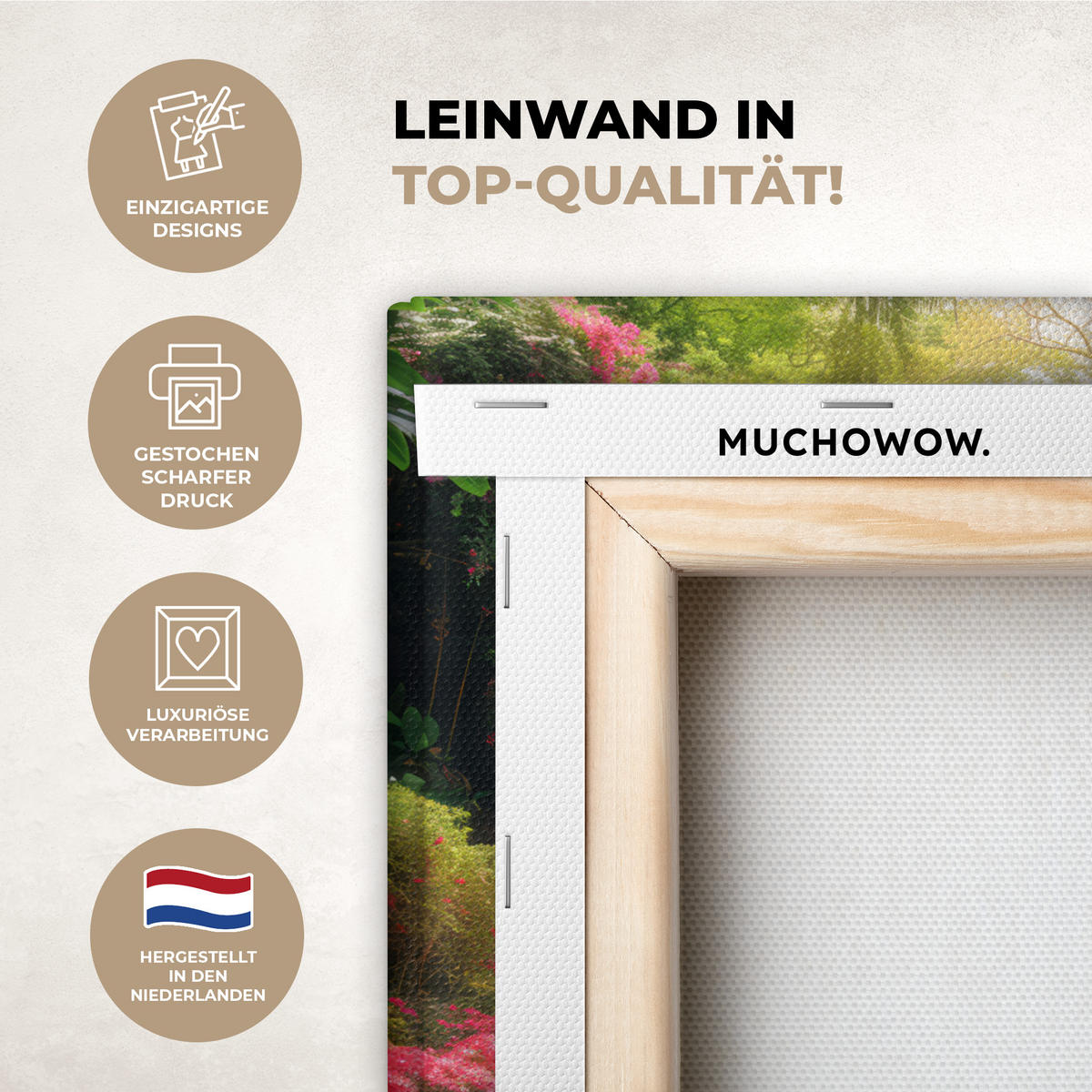 LEINWANDBILD Wasserfall - Natur - Pflanzen - Dschungel - Wasser Wandbild 40x30 cm - Grün, Textil (40/30cm) - MuchoWow