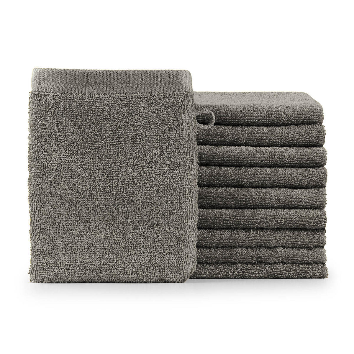 WASCHLAPPEN 10er-Set, 10x Waschlappen 15/20 cm, Grau - Grau, Textil (15/20cm) - Blumtal