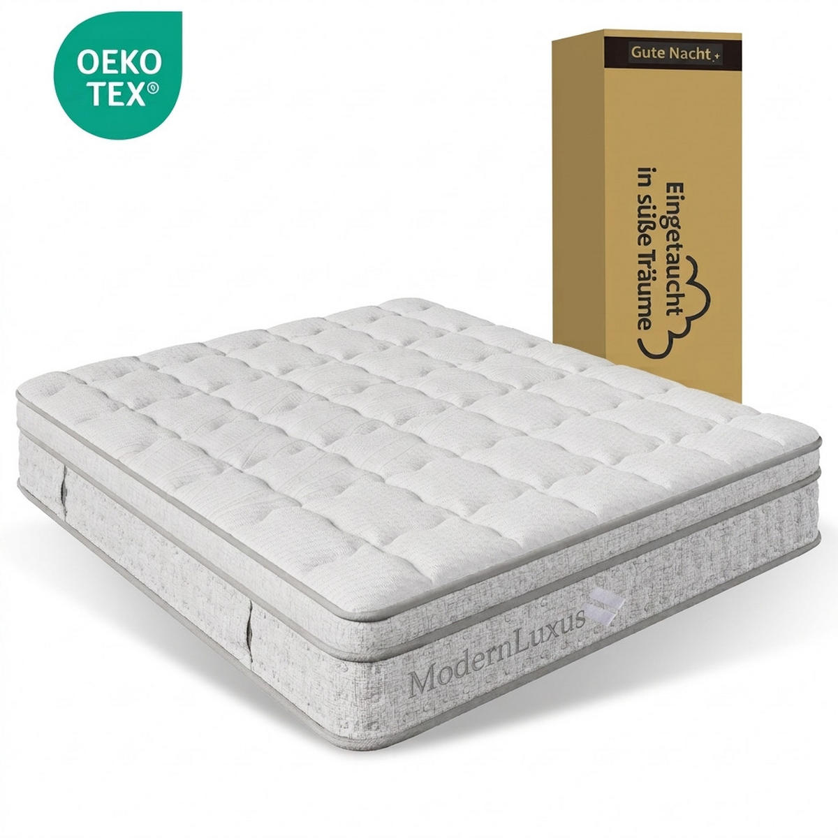TASCHENFEDERKERNMATRATZE 160/200 cm Weiß H3, 25cm Hohe Kaltschaum Hybrid-Matratze - Weiß, Textil (160/200cm) - Oxeza