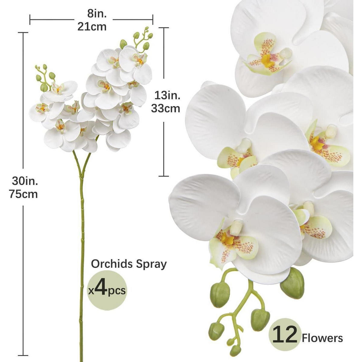KUNSTBLUME Orchideenzweig 4-teiliges Set Weiß - Weiß, Kunststoff (10cm)