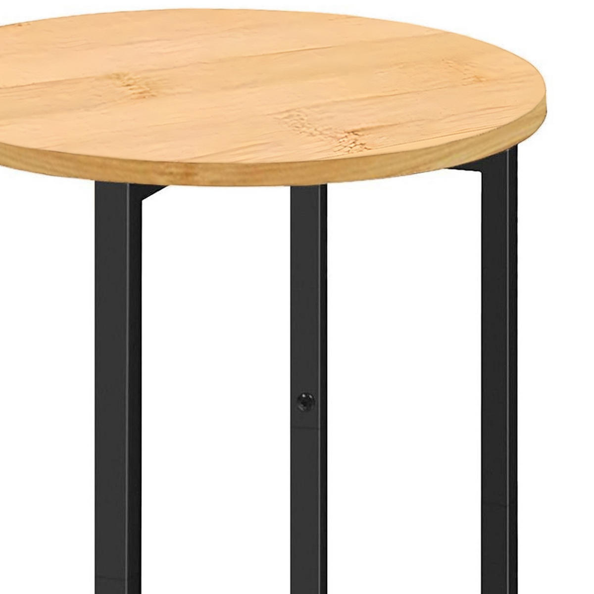 BEISTELLTISCH Bambus Metall Naturfarben Schwarz rund 45×62×40 cm - Schwarz/Naturfarben, Holzwerkstoff/Metall (45/45/62cm) - Begryf