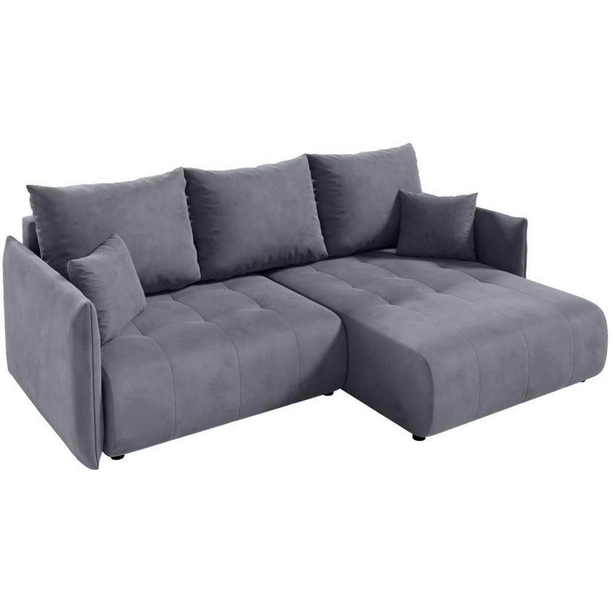 ECKSCHLAFSOFA Henry Mini grau rechts - Schwarz/Grau, Kunststoff/Textil (221/153cm) - Beautysofa