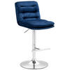 BARHOCKER Samt blau - Chromfarben/Blau, Textil/Metall (42/94/56cm) - CLP