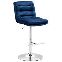 BARHOCKER Samt blau - Chromfarben/Blau, Textil/Metall (42/94/56cm) - CLP