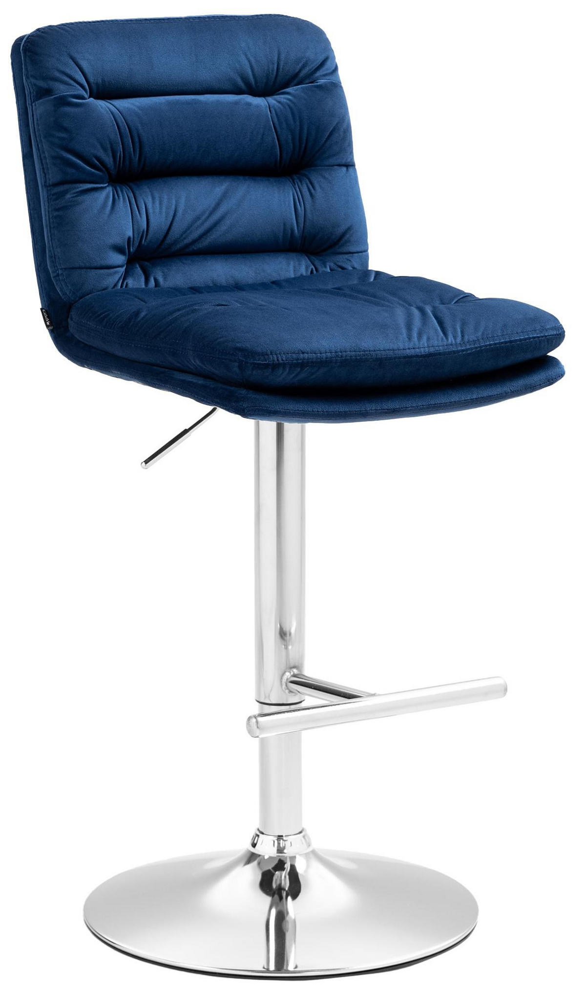 BARHOCKER Samt blau - Chromfarben/Blau, Textil/Metall (42/94/56cm) - CLP