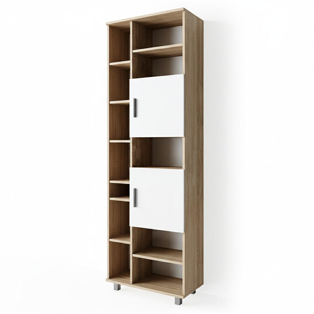BADSCHRANK Ilias Sonoma 60 x 190 cm - Hellbraun/Weiß, Holzwerkstoff (60/190/30cm) - Vicco