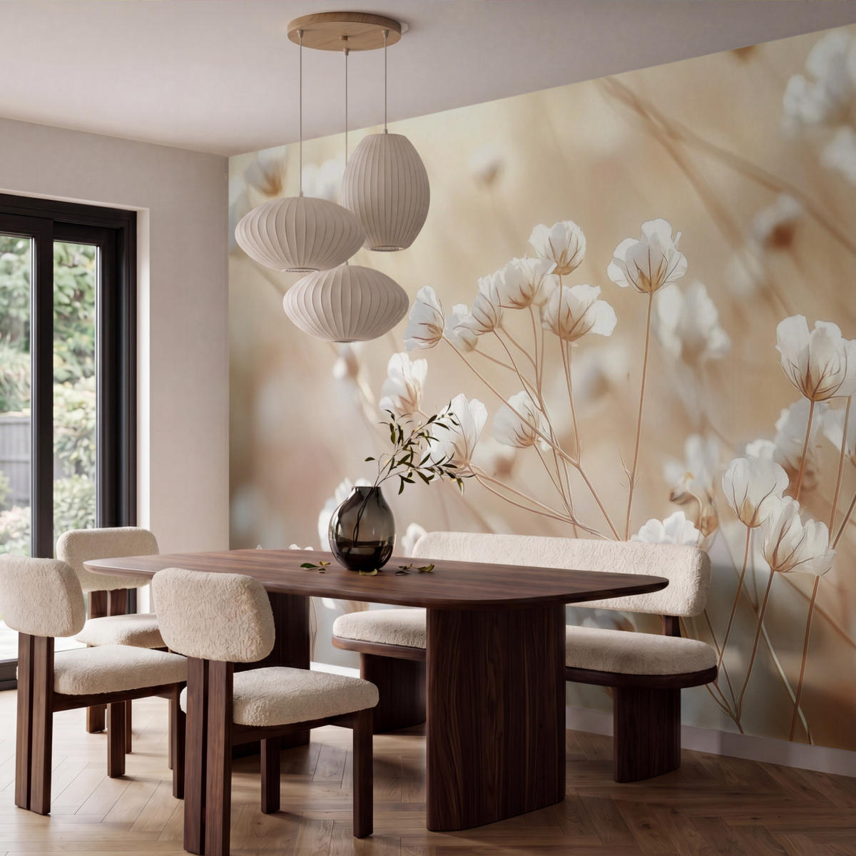 TAPETE - Wild - Blumen - Weiß - 400x280 cm - Creme, Papier (400/280cm) - OnlyWow