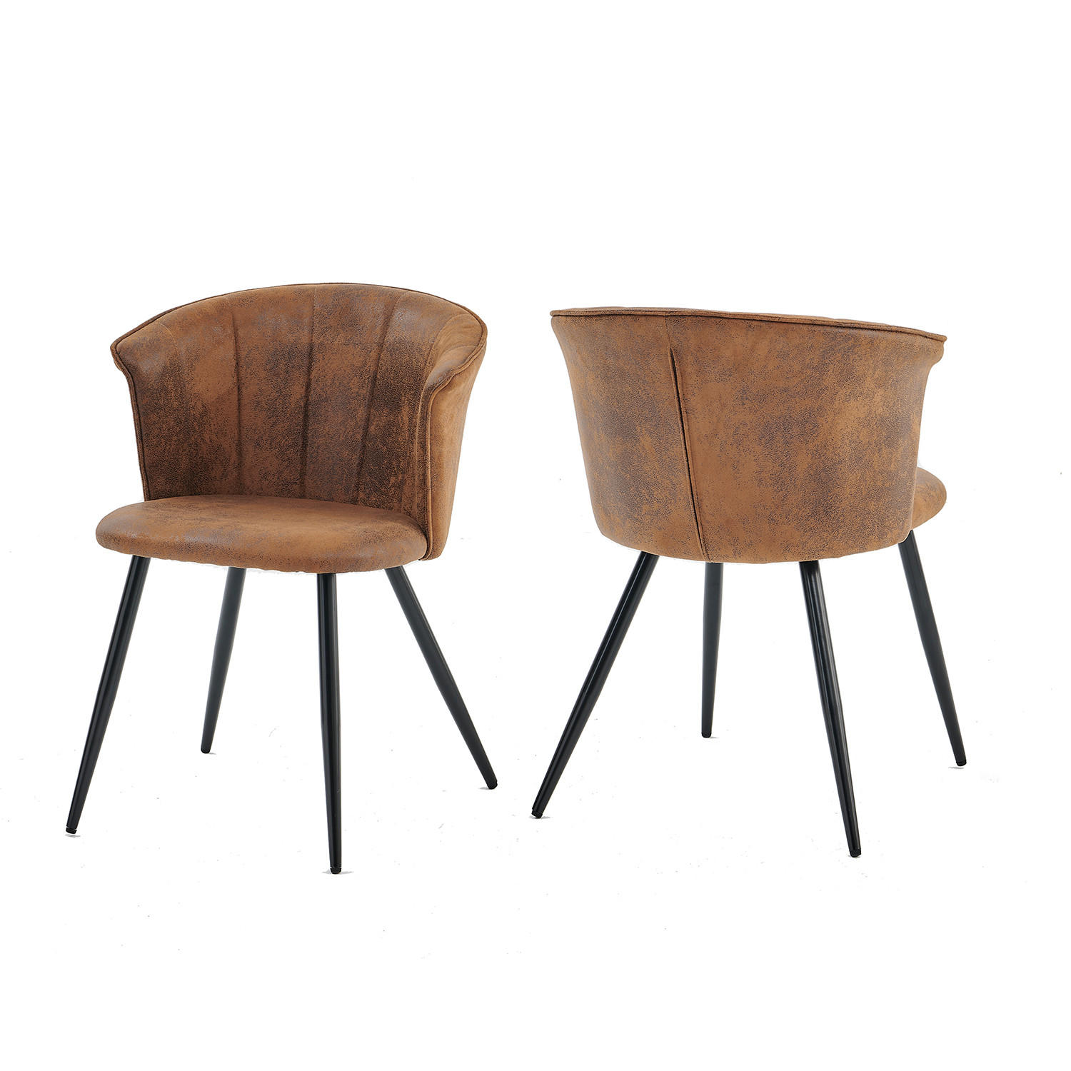 BARHOCKER 2er-Set, Polsterung in Wildlederoptik, Sitzhöhe 47 cm, Braun - Schwarz/Braun, Textil/Metall (47/74.5/44cm) - Meubles Cosy