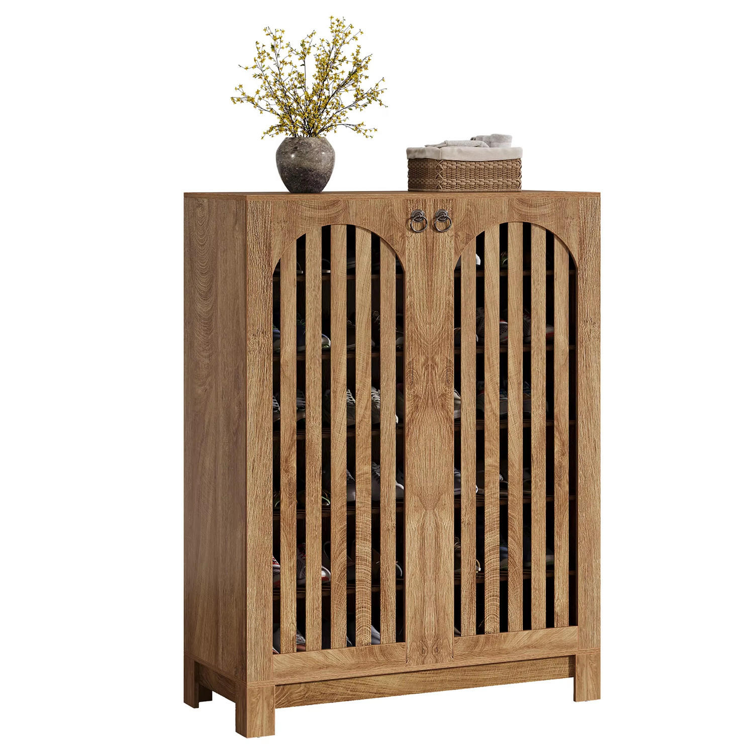 SCHUHSCHRANK 6 Ebenen mit verstellbaren Böden - Naturfarben, Holz (73/109/35cm) - Kaket