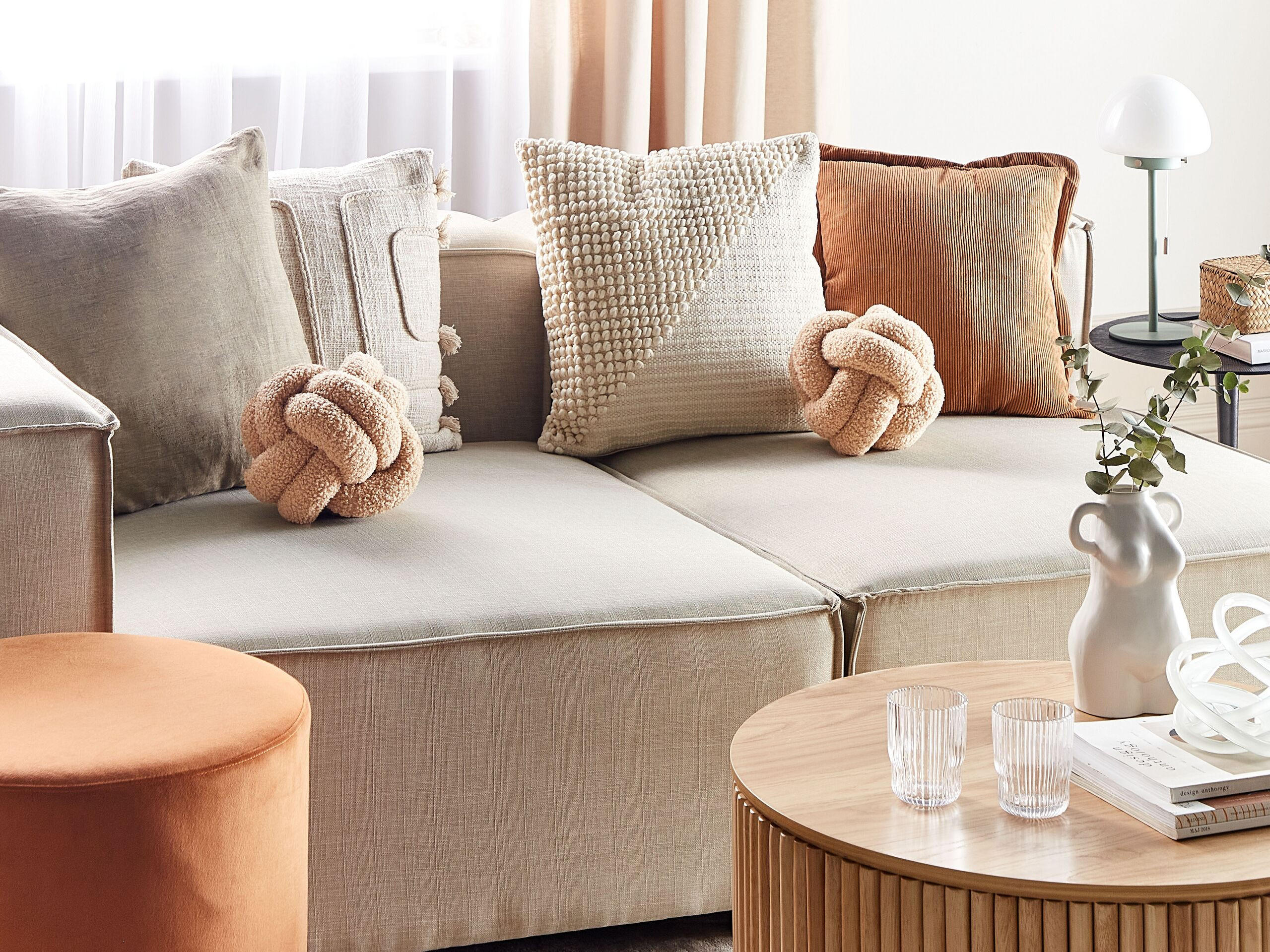 DEKOKISSEN Hellbeige 19/19 cm Malni - Beige, Textil (19/19cm) - Beliani