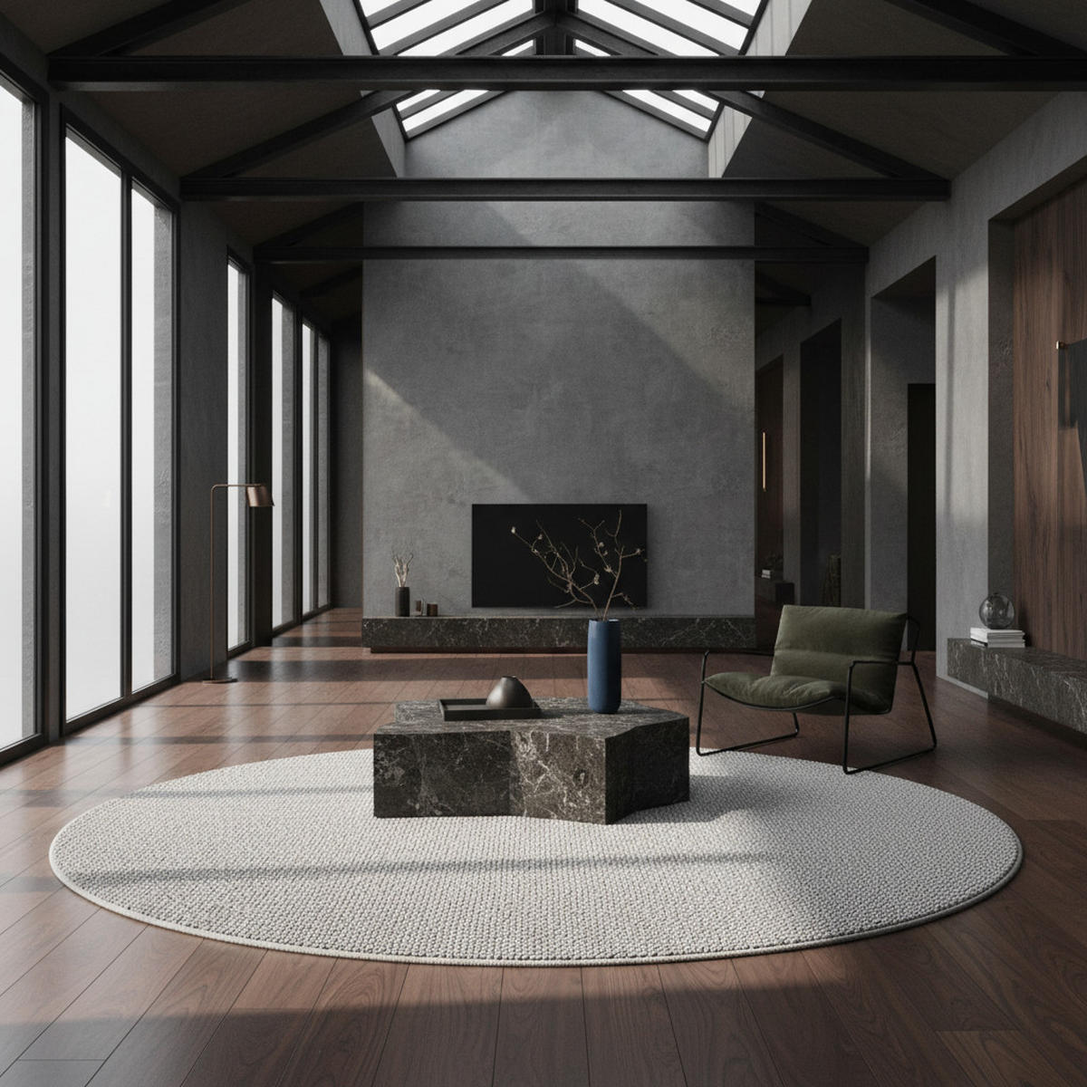 TEPPICH Kurzflor Flachgewebe Uni-Design Polypropylen Wohnzimmer Silber Rund 120x120 - Silberfarben, Textil (120/120cm) - KADIMA DESIGN