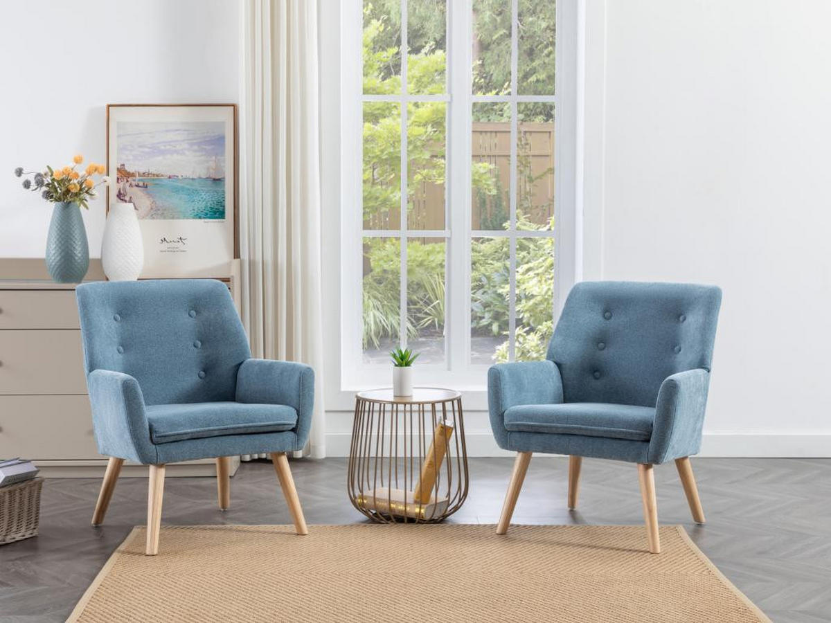 SESSEL - Stoff - Blau - SERINO - Blau, Textil (68/79/65cm) - Vente-Unique
