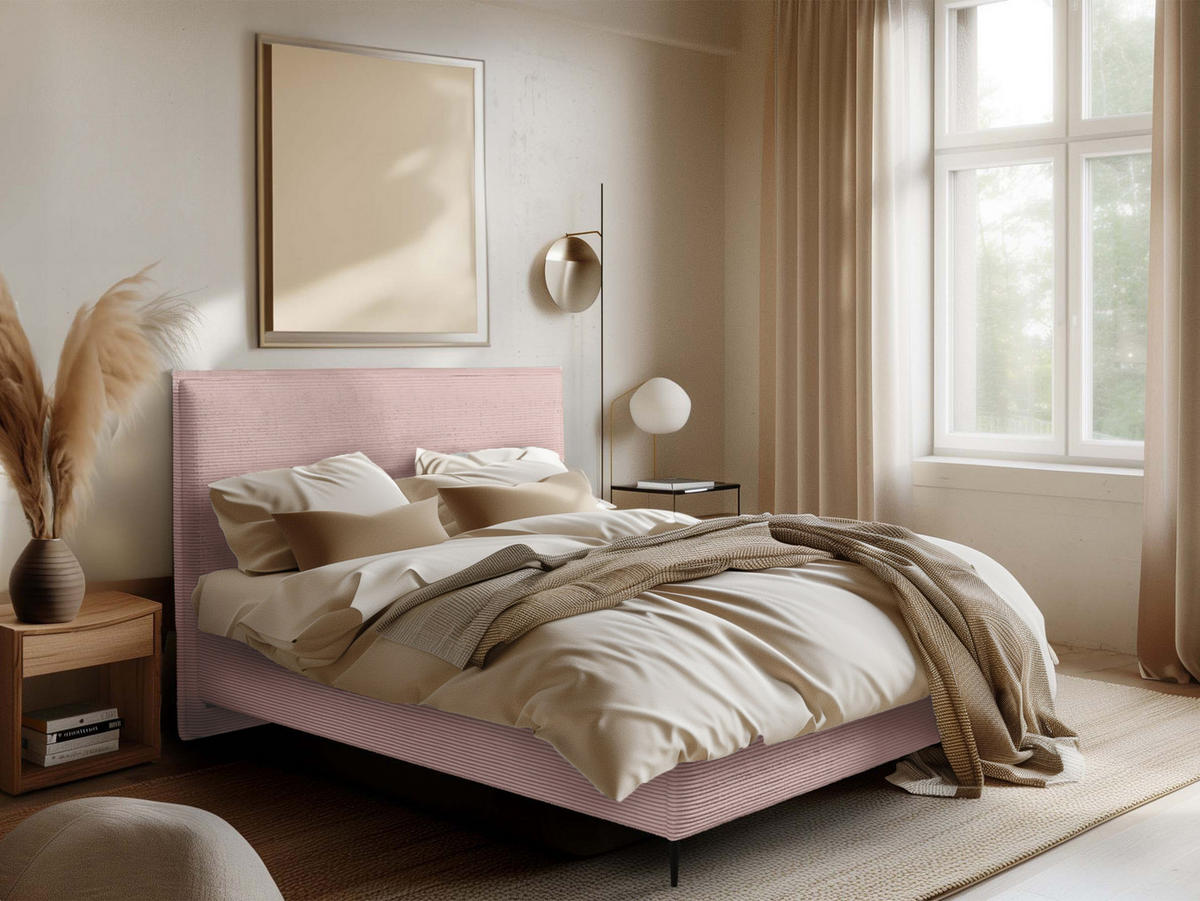 POLSTERBETT Puretta - Hellrosa/Schwarz, Holzwerkstoff/Textil (180/200cm) - MIRJAN24