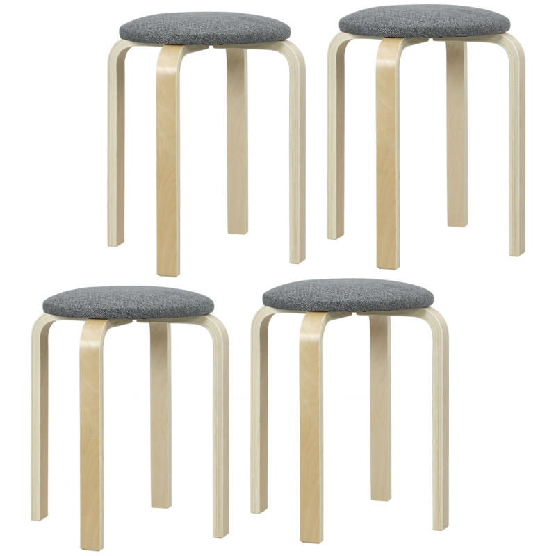 STAPELHOCKER DE-36023 4er Set stapelbar mit Leinenbezug Grau - Grau, Holzwerkstoff (40/45/40cm) - ComfortXL