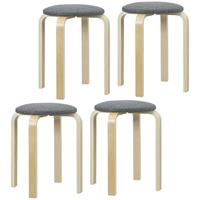 STAPELHOCKER DE-36023 4er Set stapelbar mit Leinenbezug Grau - Grau, Holzwerkstoff (40/45/40cm) - ComfortXL