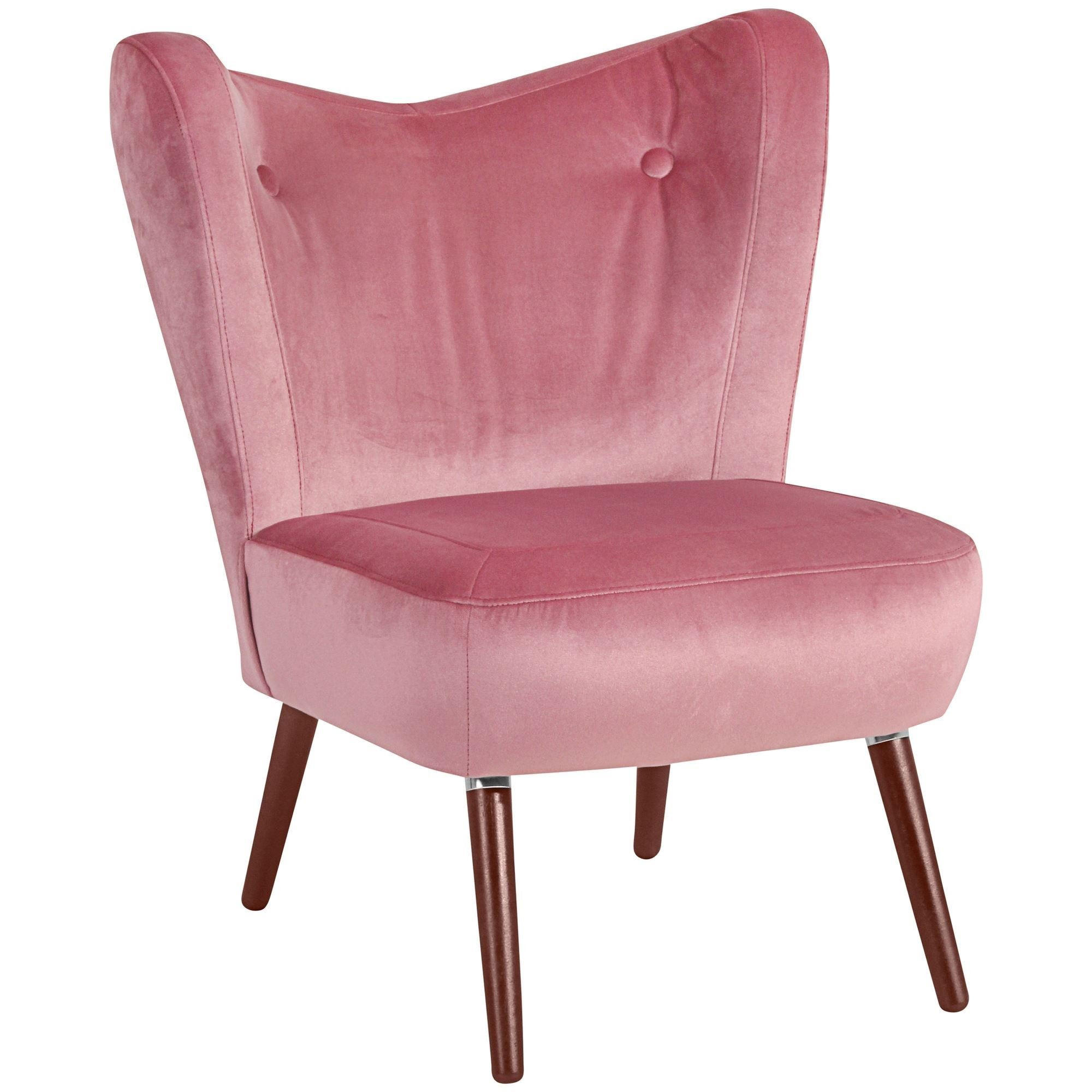 SESSEL Kathy Bezug Samtvelours Buche nussbaum dunkel / rosé - Rosa, Kunststoff (70/86/69cm) - 58aufmkessel