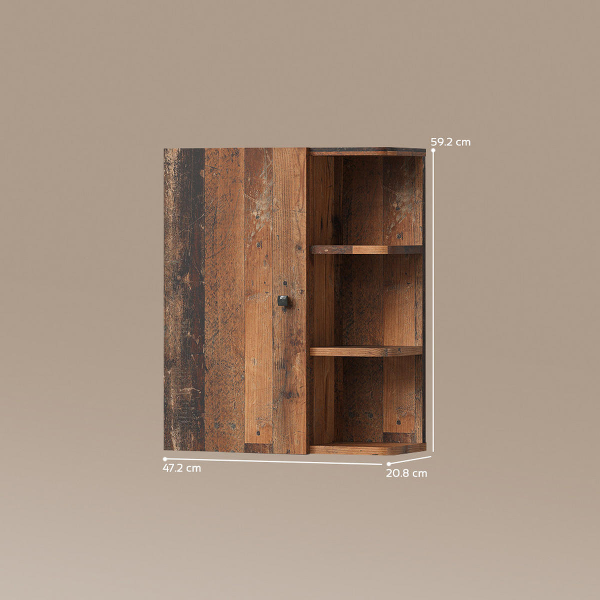 BADSCHRANK Fucino Eiche rustikal 47.2 x 59.2 cm - Wildeiche/Braun, Holzwerkstoff (47.2/59.2/20.8cm) - Livinity®