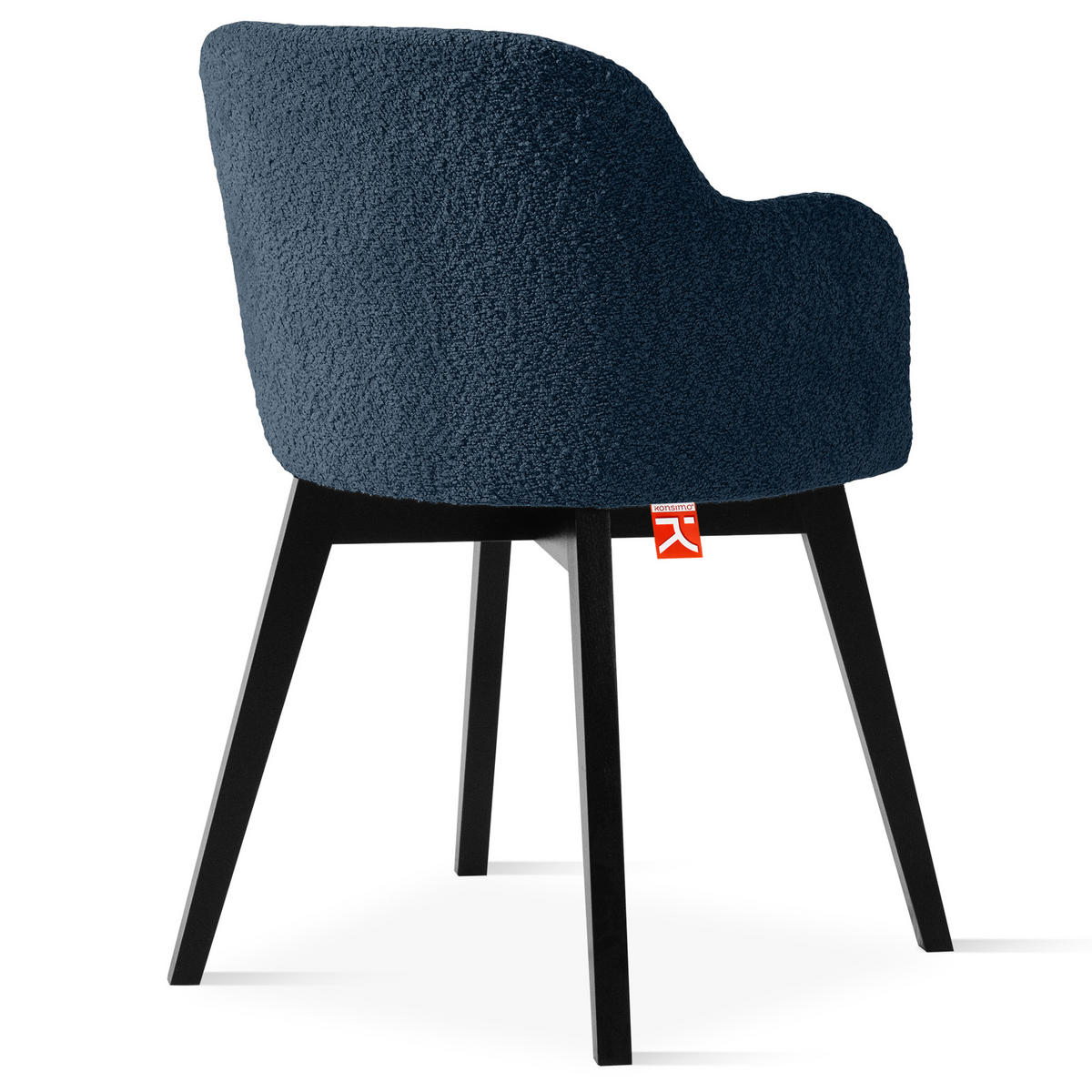 POLSTERSTUHL LONIS Esszimmerstühle 2er Set - Schwarz/Dunkelblau, Holz/Textil (55/82/54cm) - KONSIMO®