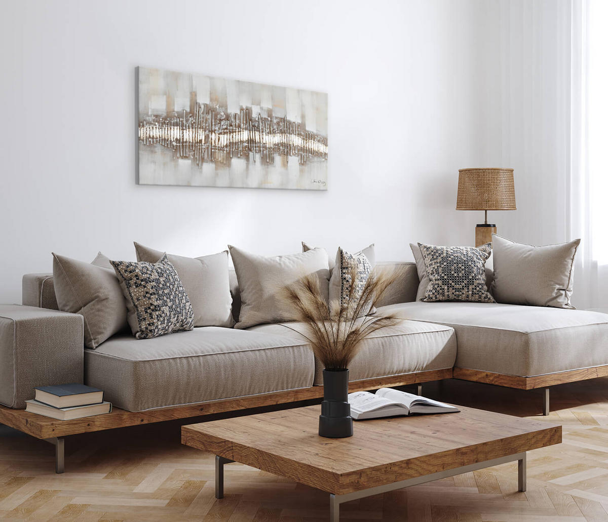 ÖLGEMÄLDE 120/60 cm - Beige/Grau, Holz/Textil (1.72/60cm) - KUNSTLOFT