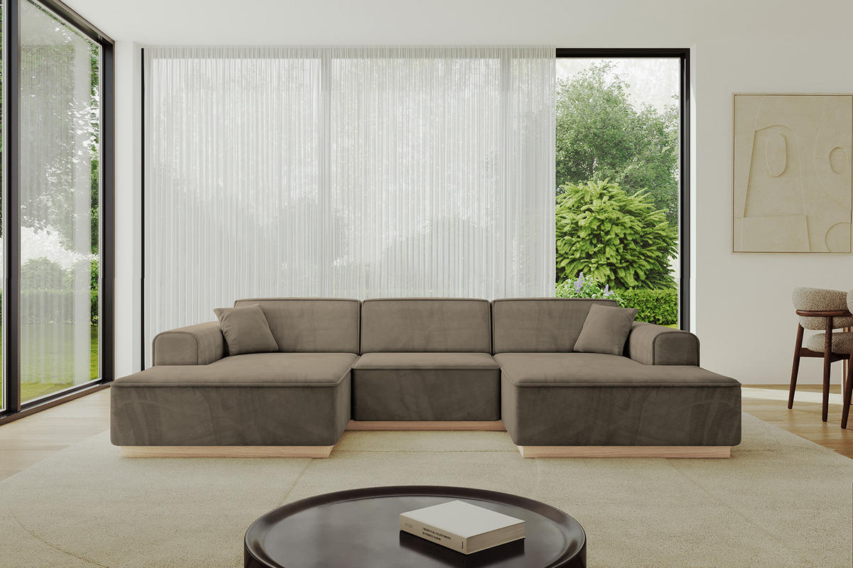 WOHNLANDSCHAFT IREA-U1 - 303x171x83 cm Braun - Braun, Holzwerkstoff/Textil (303/83/171cm) - ALTDECOR