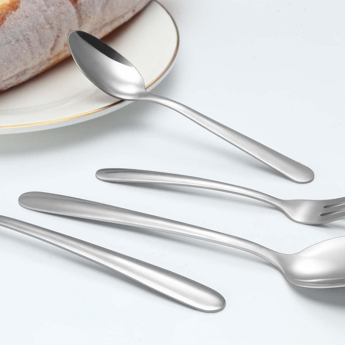 BESTECKSET 24-teilig für 6 Personen Edelstahl Hochglanzpoliert Spülmaschinenfest - Silberfarben, Metall
