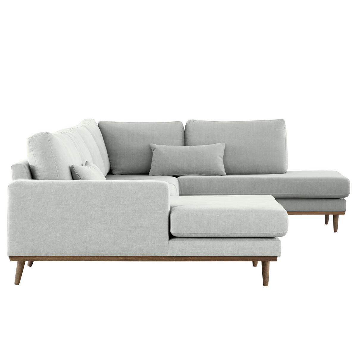 WOHNLANDSCHAFT mit Longchair - Eichefarben/Grau, Naturmaterialien/Eichenholz (371/81/219cm) - home24