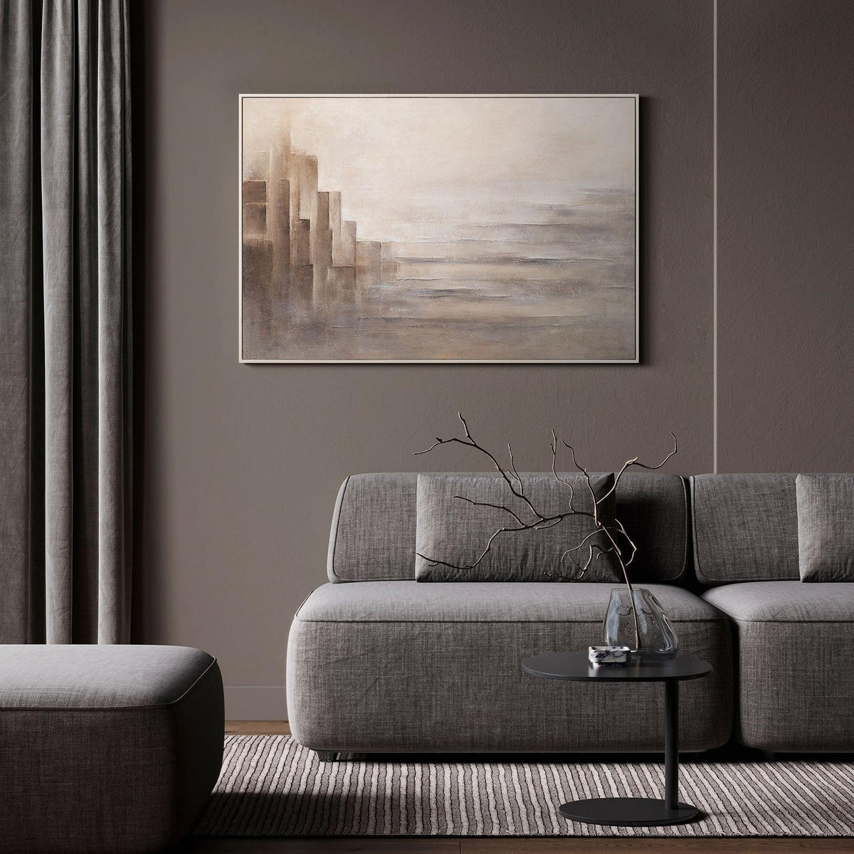 GEMÄLDE Grenzen der Illusion II Schattenfugenrahmen Beige 120x80 cm - Beige, Holz (120/80cm) - YS-art gallery