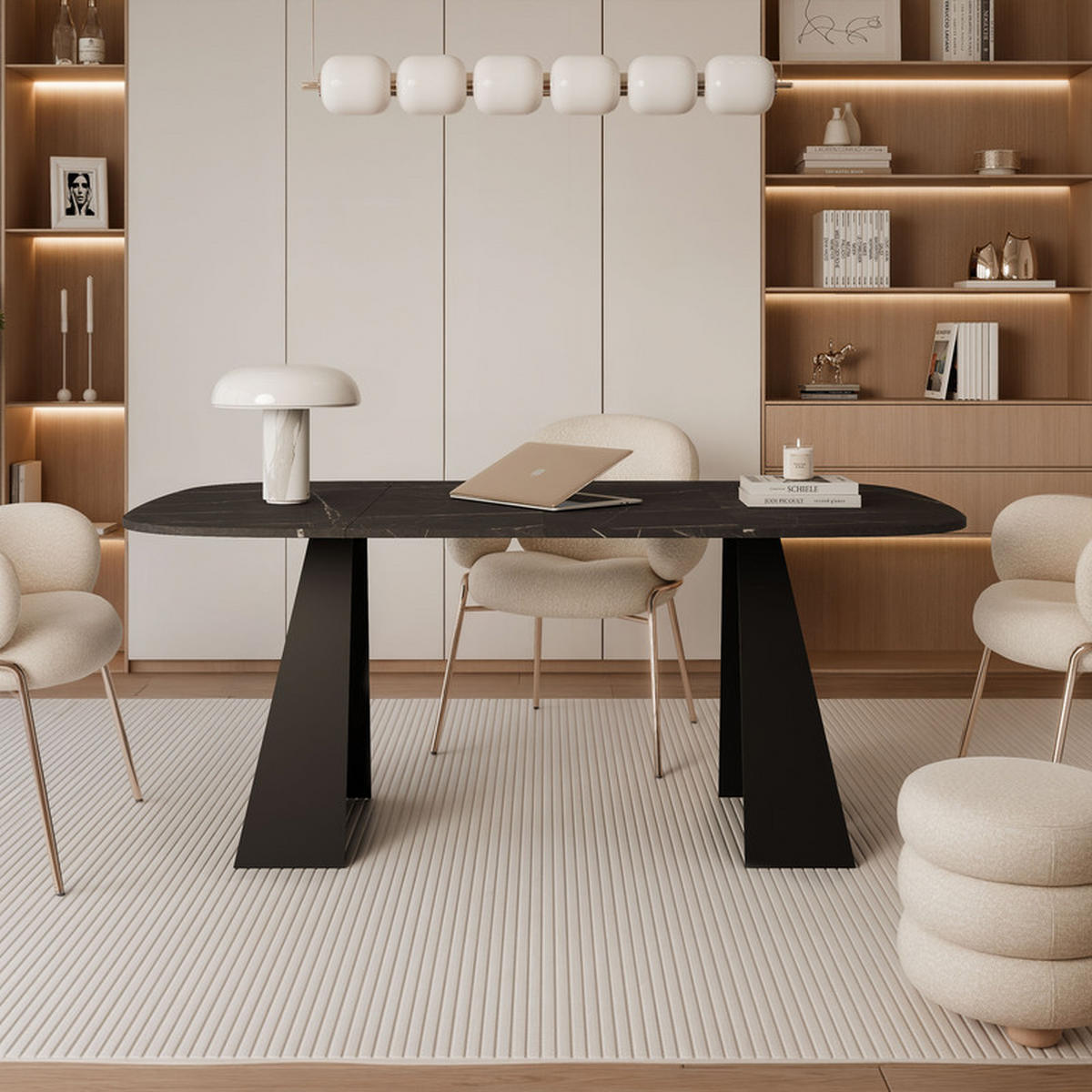 AUSZIEHTISCH ZELO 120/60/76 cm, Schwarz / Grigia Pietra (Steingrau) - Schwarz/Grau, Holzwerkstoff/Metall (60/120/76cm) - Idohome