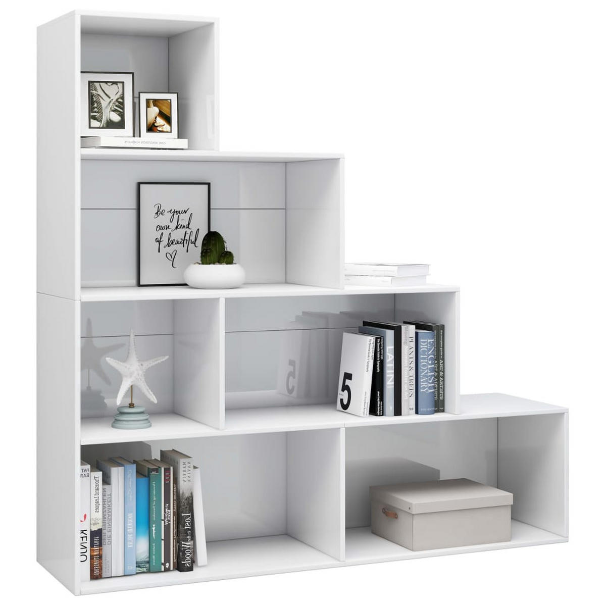 BÜCHERREGAL Hochglanz-Weiß 155x24x160 cm - Weiß, Holzwerkstoff (155/160/24cm) - furnicato