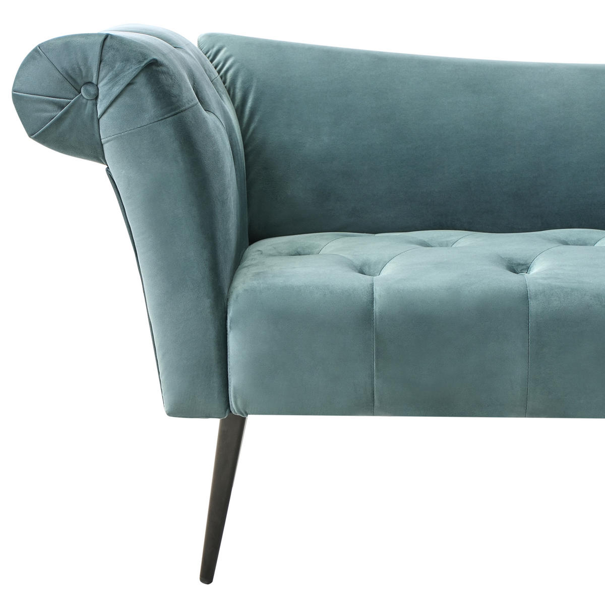 ČALOUNĚNÉ LEHÁTKO CHAISE LONGUE Sametová látka Modrozelené Nantilly - modrá/černá, textil (175/76/69cm) - Beliani