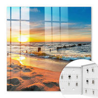 SCHLÜSSELBOX Weiß 30x30 cm – Türöffnung nach rechts - Sonnenuntergang - Gelb, Metall (30/30/5cm) - TULUP