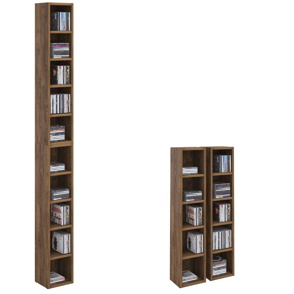 CD/DVD- REGAL CHART - Eichefarben, Holzwerkstoff (20/186/17cm) - CARO-Möbel