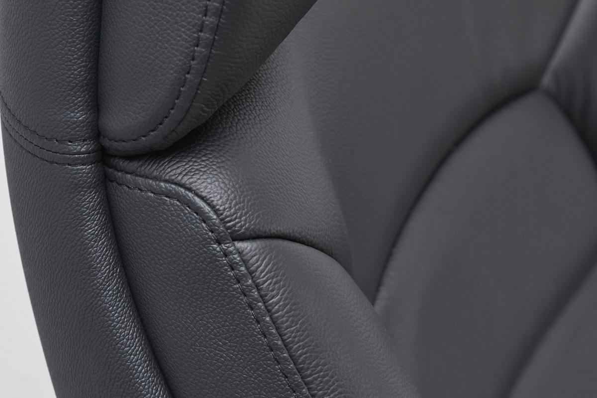 CHEFSESSEL Leder mit Multiblockwippmechanik bis 120 kg MIRON, Schwarz 67x67x137 cm - Silberfarben/Schwarz, Leder/Metall (67/137/67cm) - KADIMA DESIGN