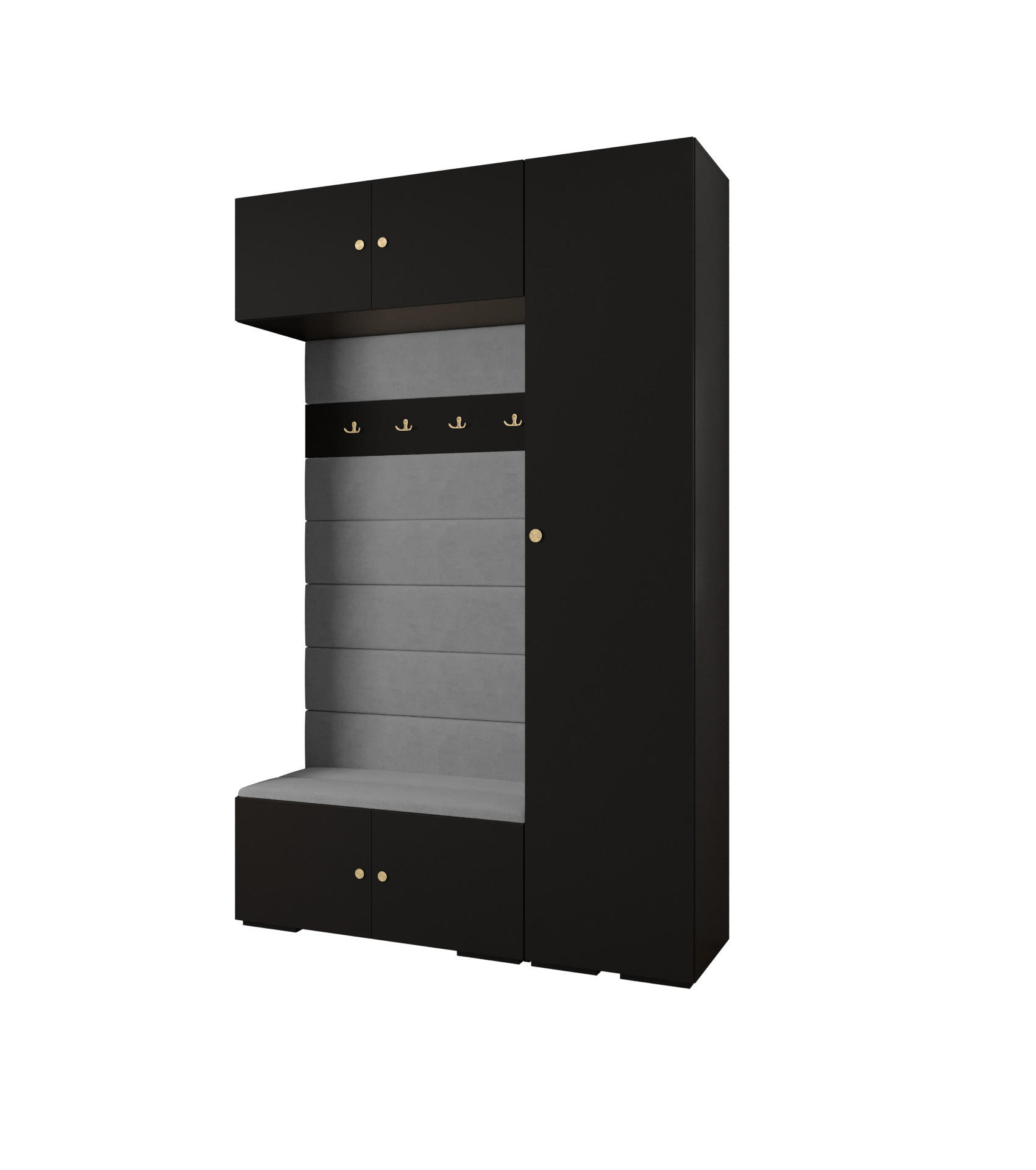 Abiks Möbel Garderoben-Set Schwarz, Grau, Gold 150x236.7x47 cm