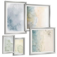 BILDER SET 5er Set - 50x50 cm & 20x30 cm & 40x60 cm Silberner Rahmen - Pastellfarbene Aquarell-Leinwandtextur - Silberfarben, Kunststoff (40/60cm) - TULUP