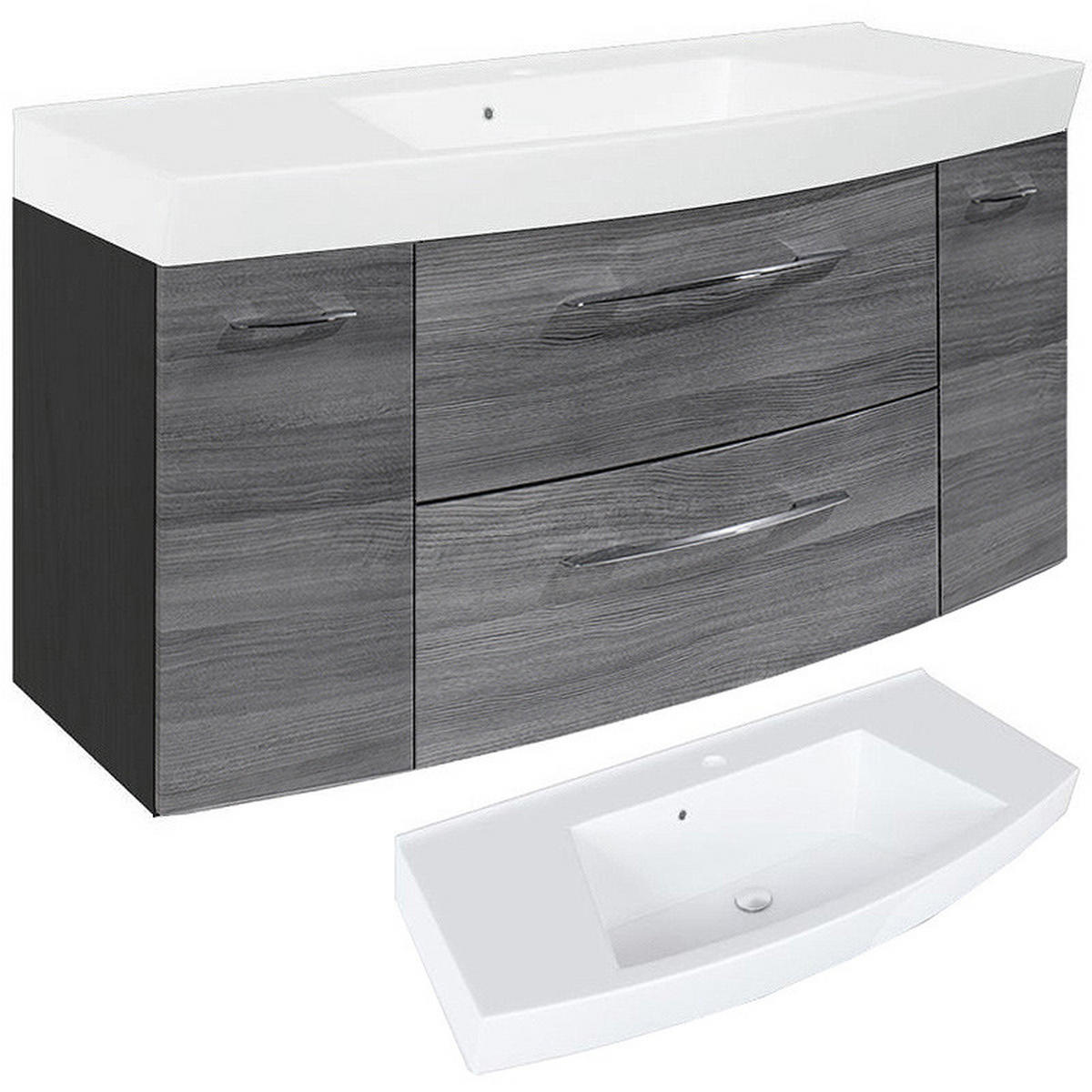 BADMÖBEL-SET 4-TLG. Florido-03 - Grau, Holzwerkstoff (230/200/47cm) - Lomado