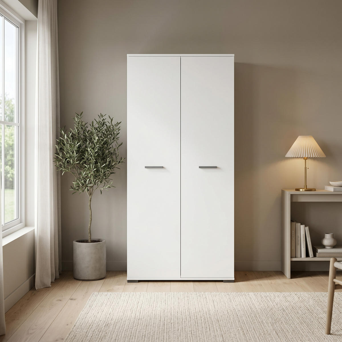 DREHTÜRENSCHRANK ALBANO 90/186/56cm 2-türig Weiß - Weiß, Holzwerkstoff (90/186/56cm) - MASSENO