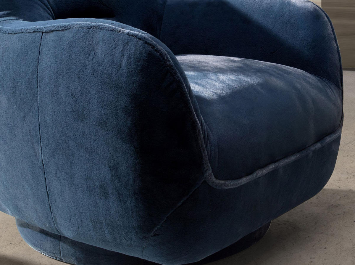 DREHSESSEL aus dunkelblauem Samt Modell 5245, 360° Drehfunktion - Dunkelblau, Textil/Metall (89/80/92cm) - ANGEL CERDA