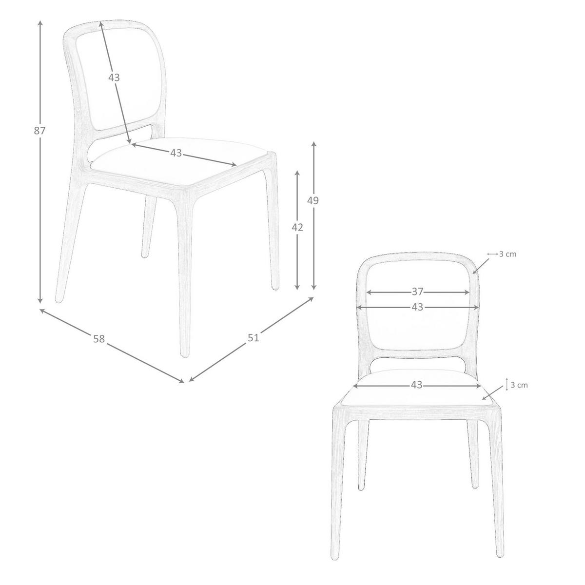 STUHL Cremefarbener Kunstlederstuhl 51/58/87 cm - Creme, Textil (51/87/58cm) - ANGEL CERDA