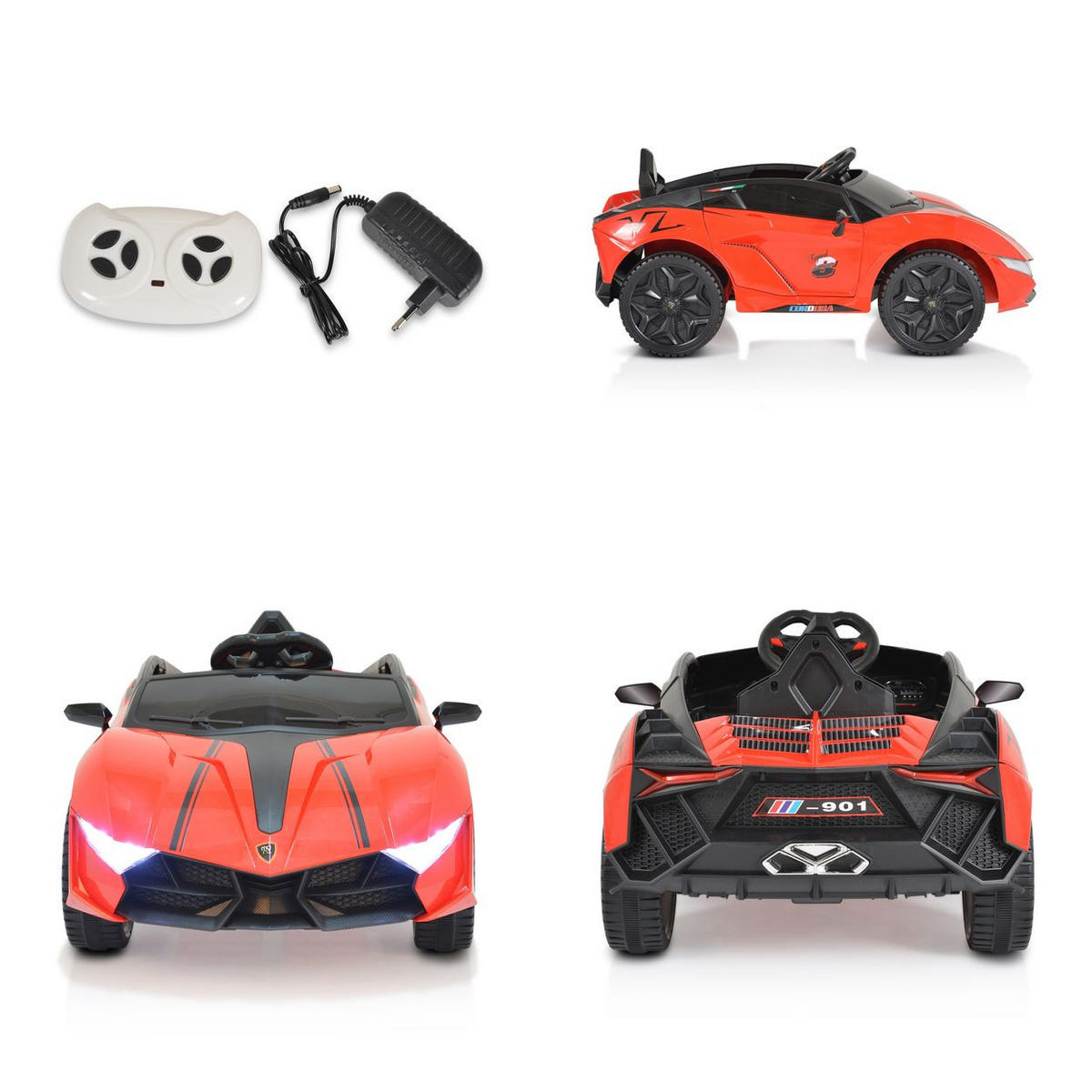 ELEKTROAUTO Cordoba MP3 rot Anschluss, Fernbedienung, Gurt, Bluetooth - Rot, Kunststoff (113/66/47cm) - Moni