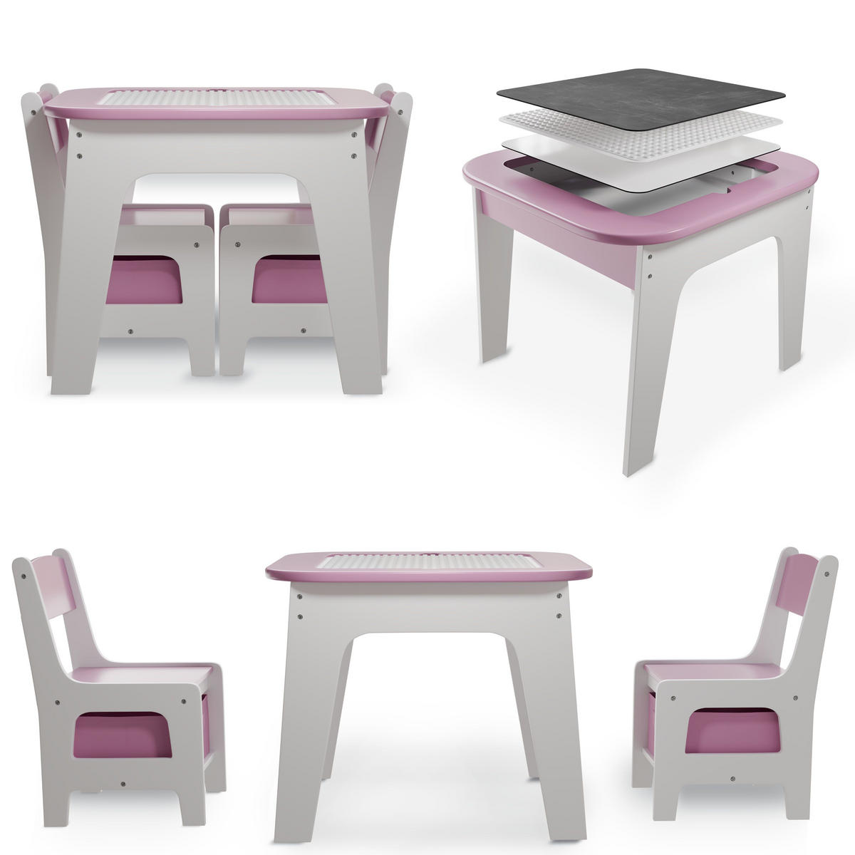 KINDERSITZGRUPPE Milou rosa - Rosa, Holz (60/50/60cm) - Juskys