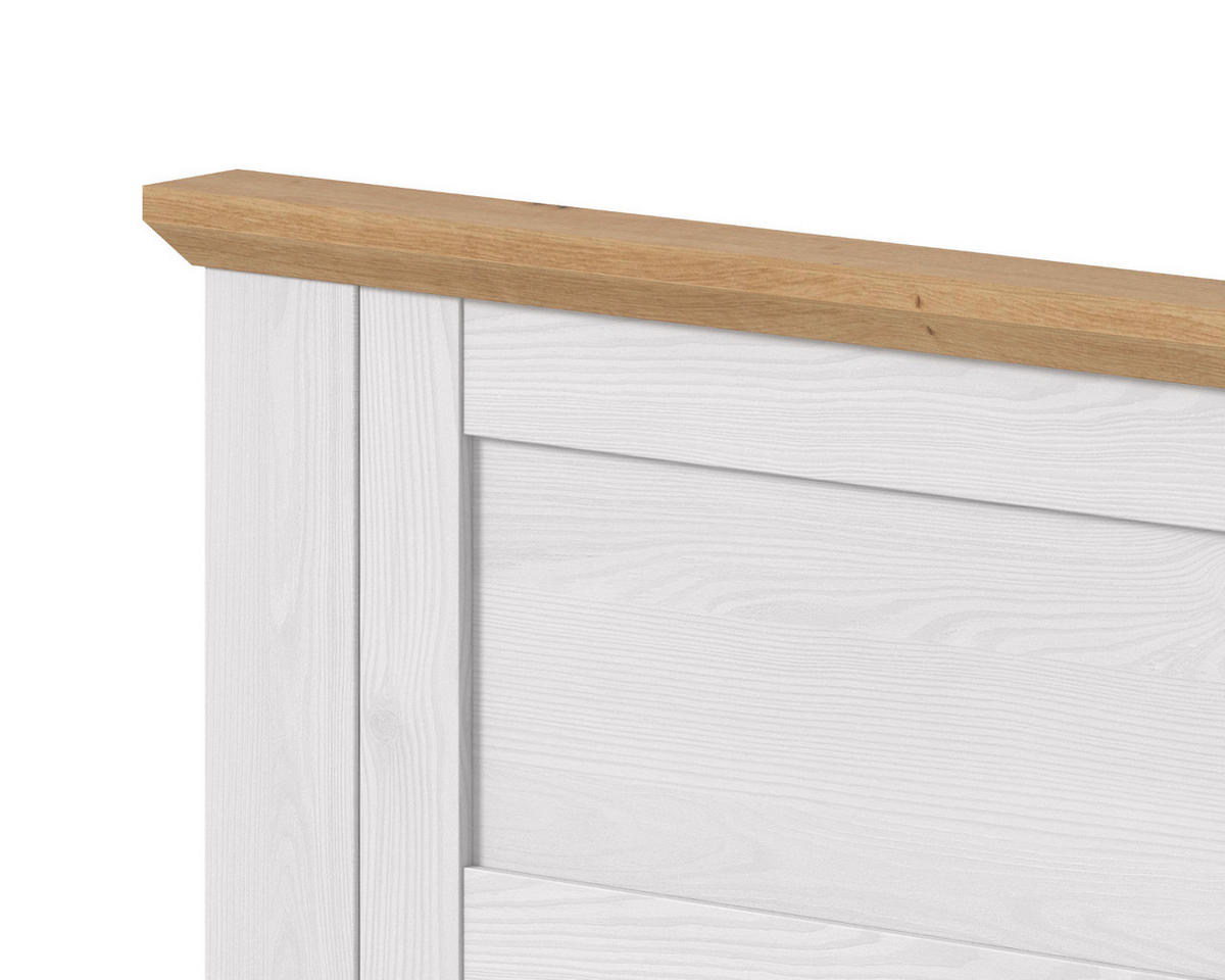 SCHLAFZIMMER weiß Lärche, Eiche Artisan Landhaus Set mit Bett 180 x 200 cm und Nachttisch - Eichefarben/Silberfarben, Holzwerkstoff/Kunststoff (180/200cm) - Inn.Furn