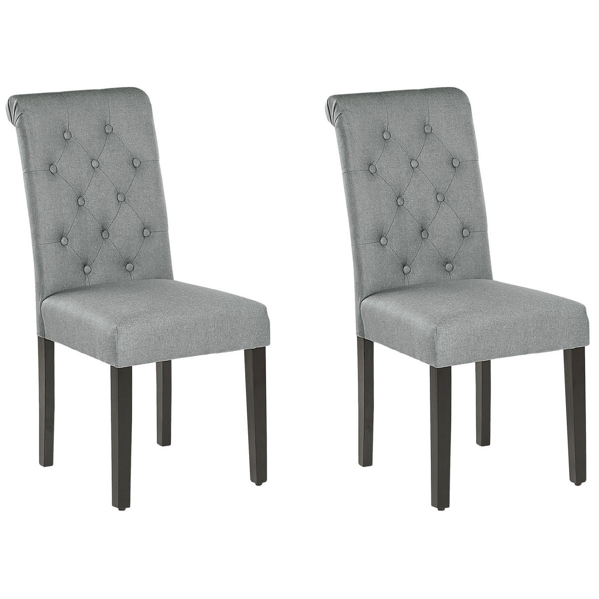 ESSZIMMERSTUHL 2er-Set Polsterbezug Grau Velva - Grau, Holz/Textil (46/98/48cm) - Beliani