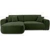 ECKSCHLAFSOFA Harmonia Dunkelgrün links - Dunkelgrün/Schwarz, Textil (297/169cm) - Beautysofa
