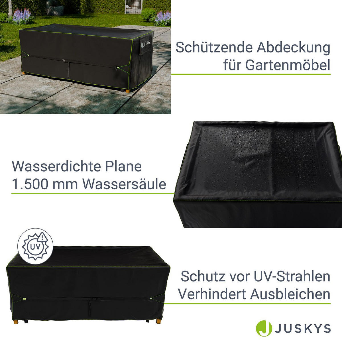 GARTENMÖBELABDECKUNG CoverSafe Pro schwarz - Schwarz, Kunststoff (110/75/210cm) - Juskys