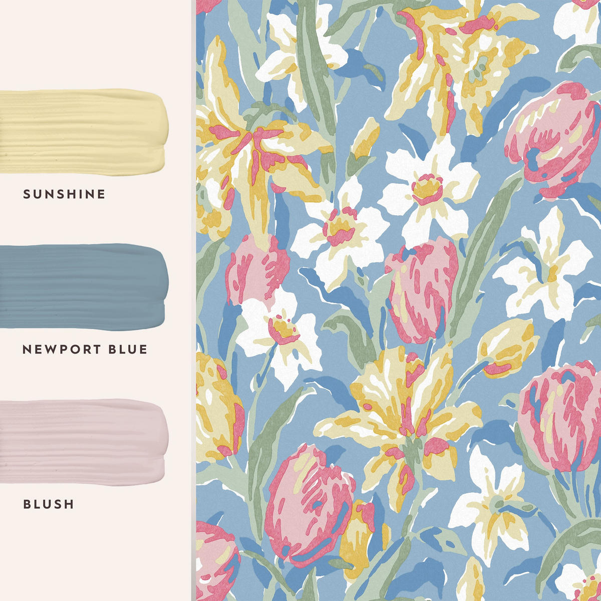 VLIESTAPETE Tulpen China 1000x52cm - Blau, Papier/Kunststoff (52/1000cm) - LAURA ASHLEY