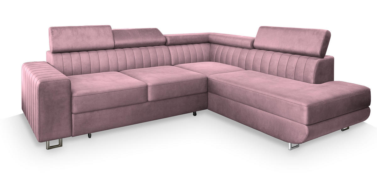 ROHOVÁ SEDAČKA NOLA šeříková - stříbrná/šeříková, kov/dřevo (253/190cm) - MASSENO